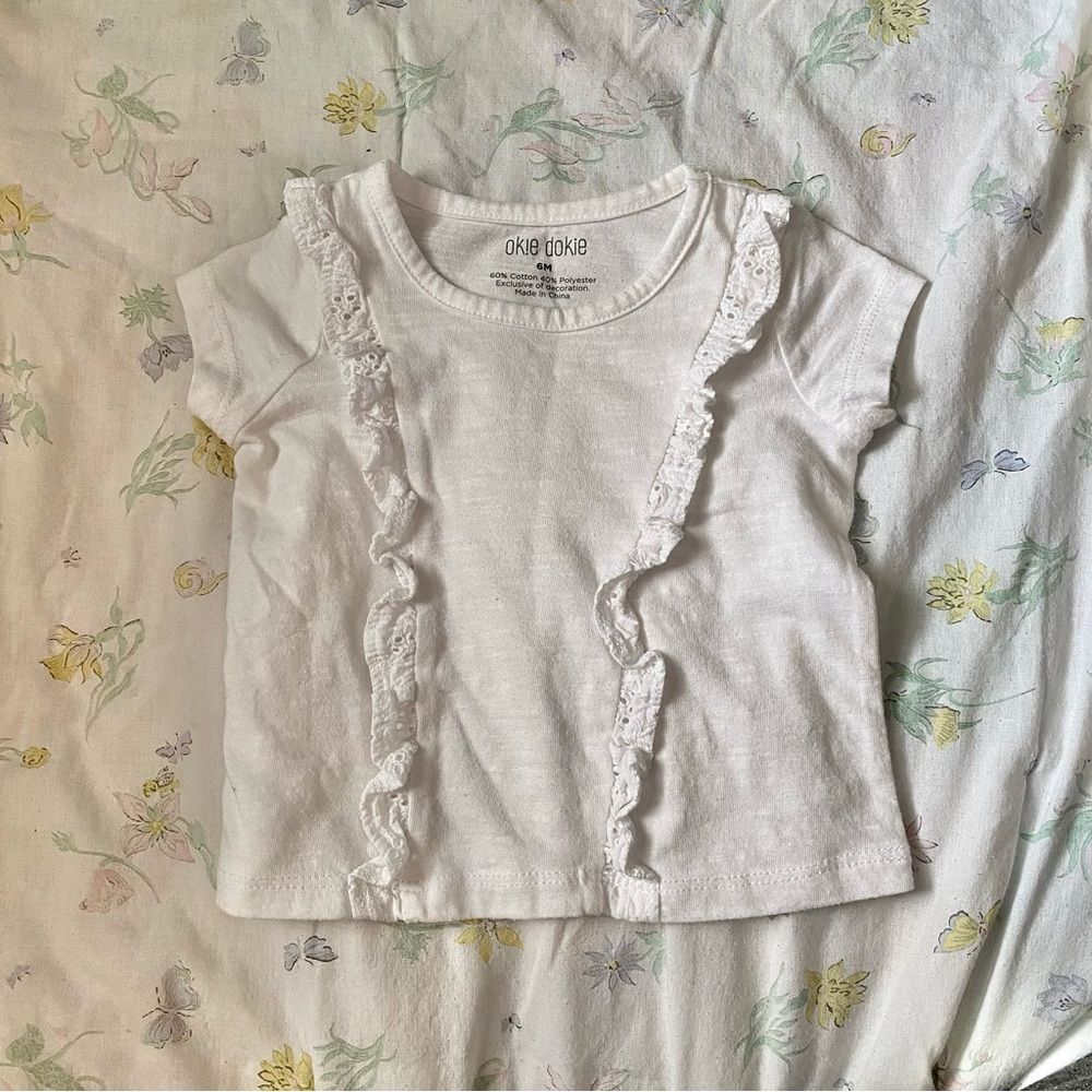 6 Month Carters Flamingo Leggings with White Ruffled Shirt Outfit Bundle - Picture 3 of 8